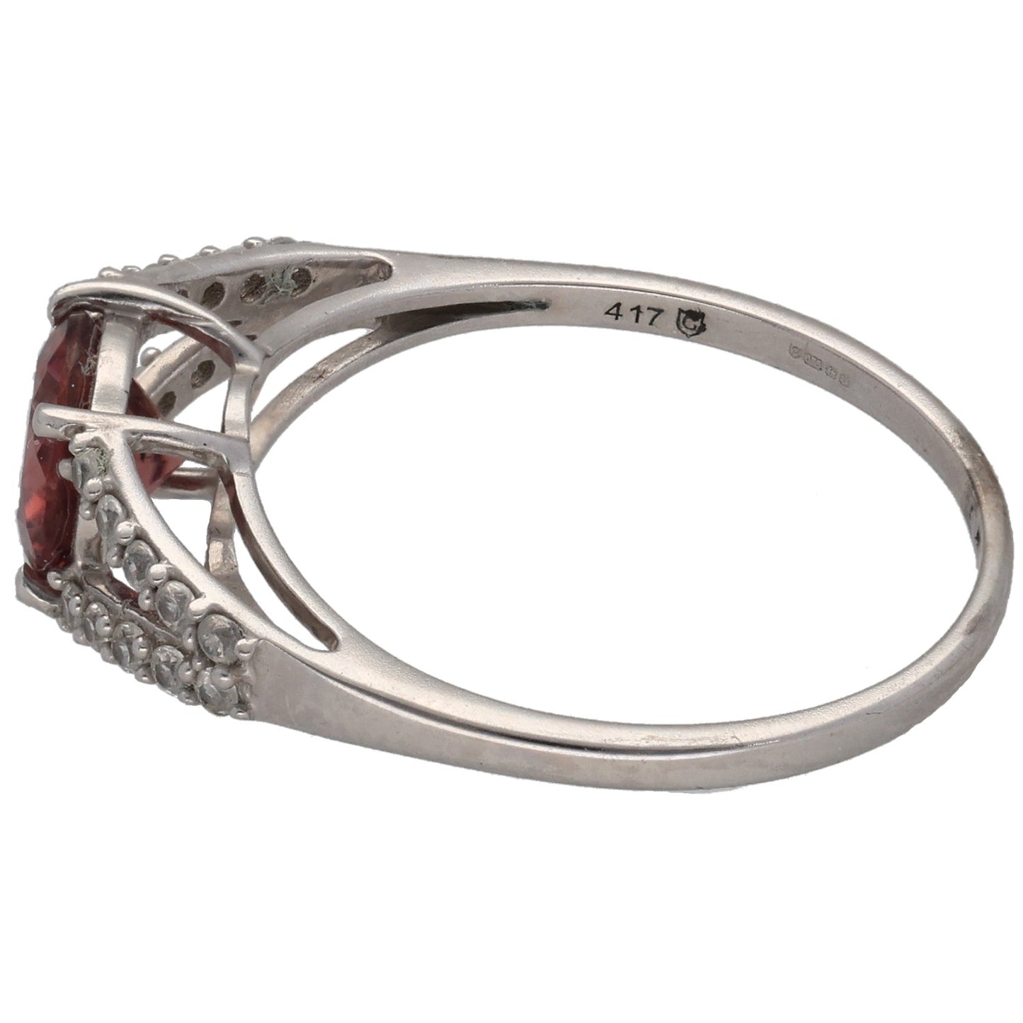 9ct White Gold Zircon & Imitation Dress/Cocktail Ring Size P
