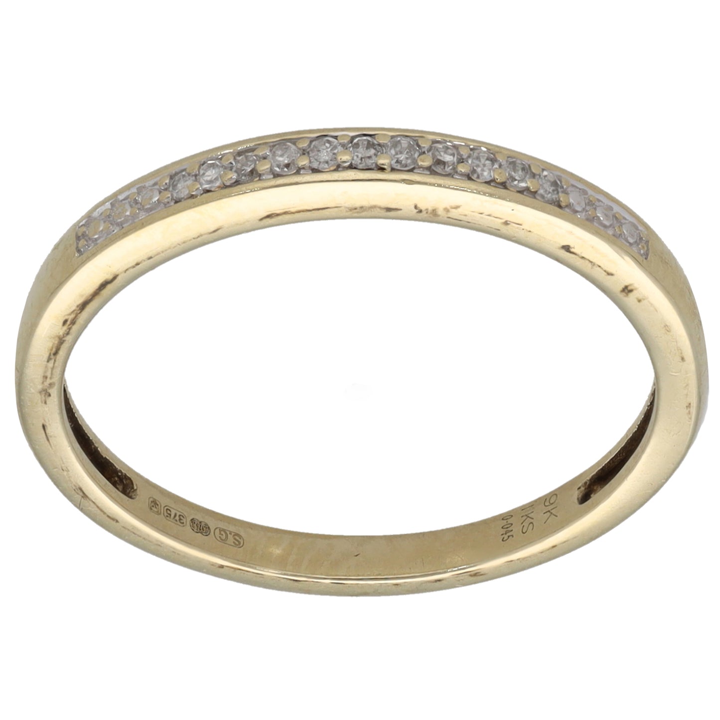 9ct Gold 0.045ct Diamond Half Eternity Ring Size N