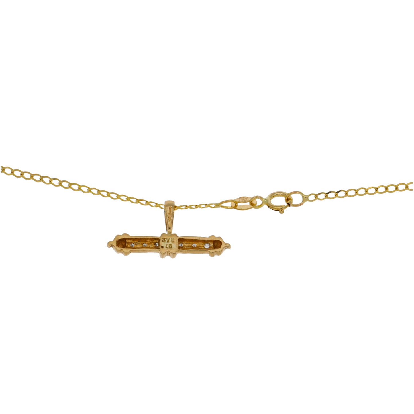 9ct Gold 0.03ct Diamond Alternative Pendant With Chain