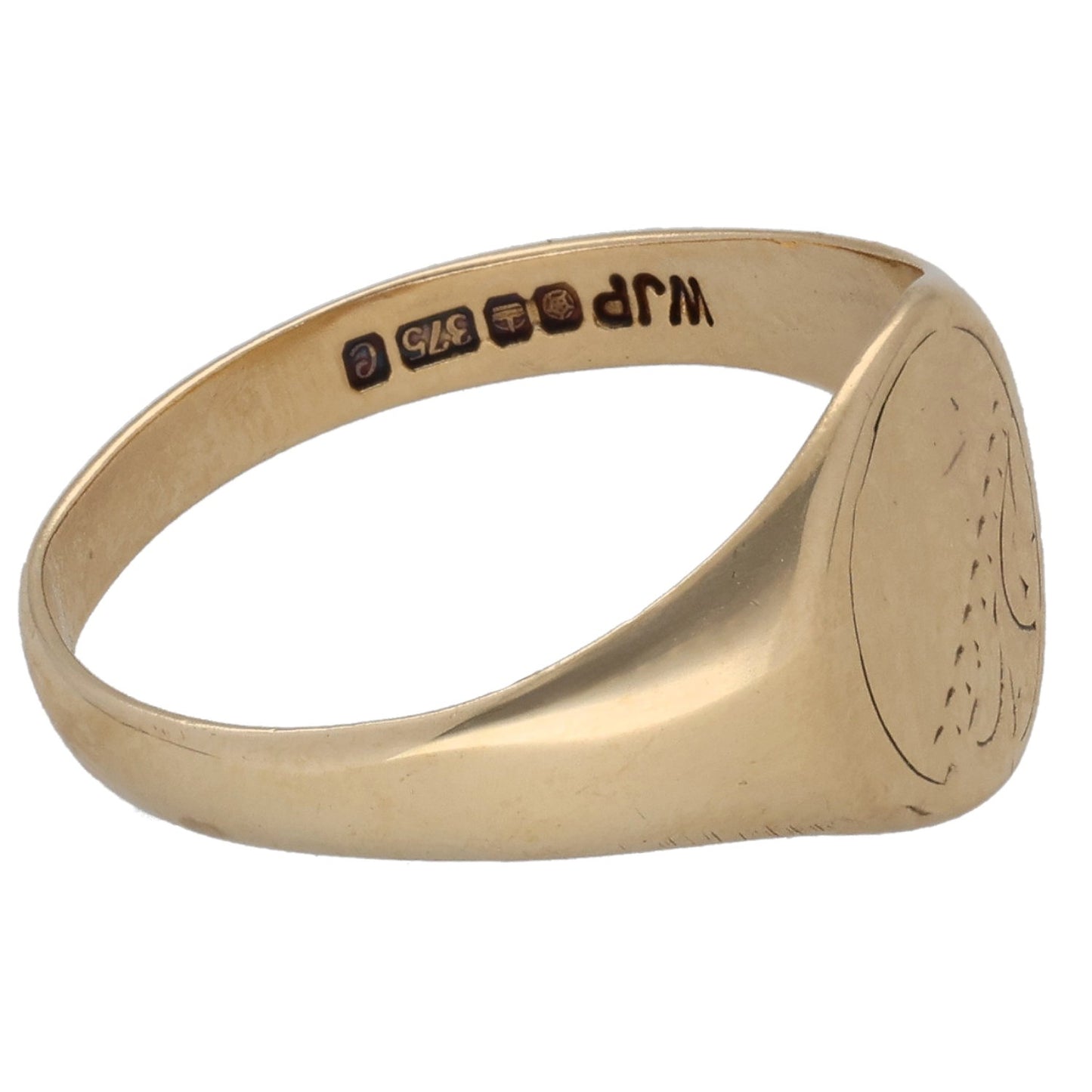 9ct Gold Patterned Signet Ring Size M