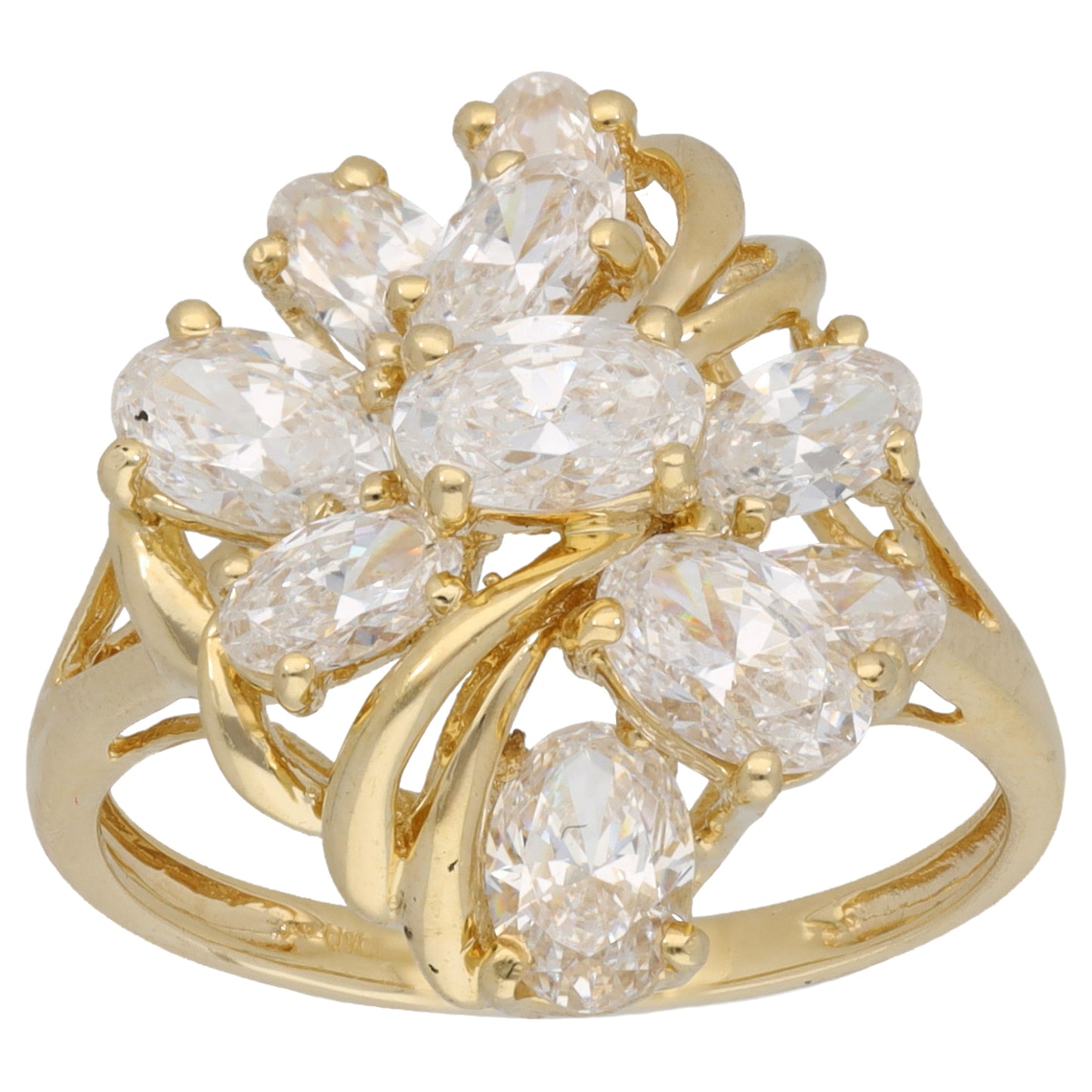 14ct Gold Cubic Zirconia Dress/Cocktail Ring Size P