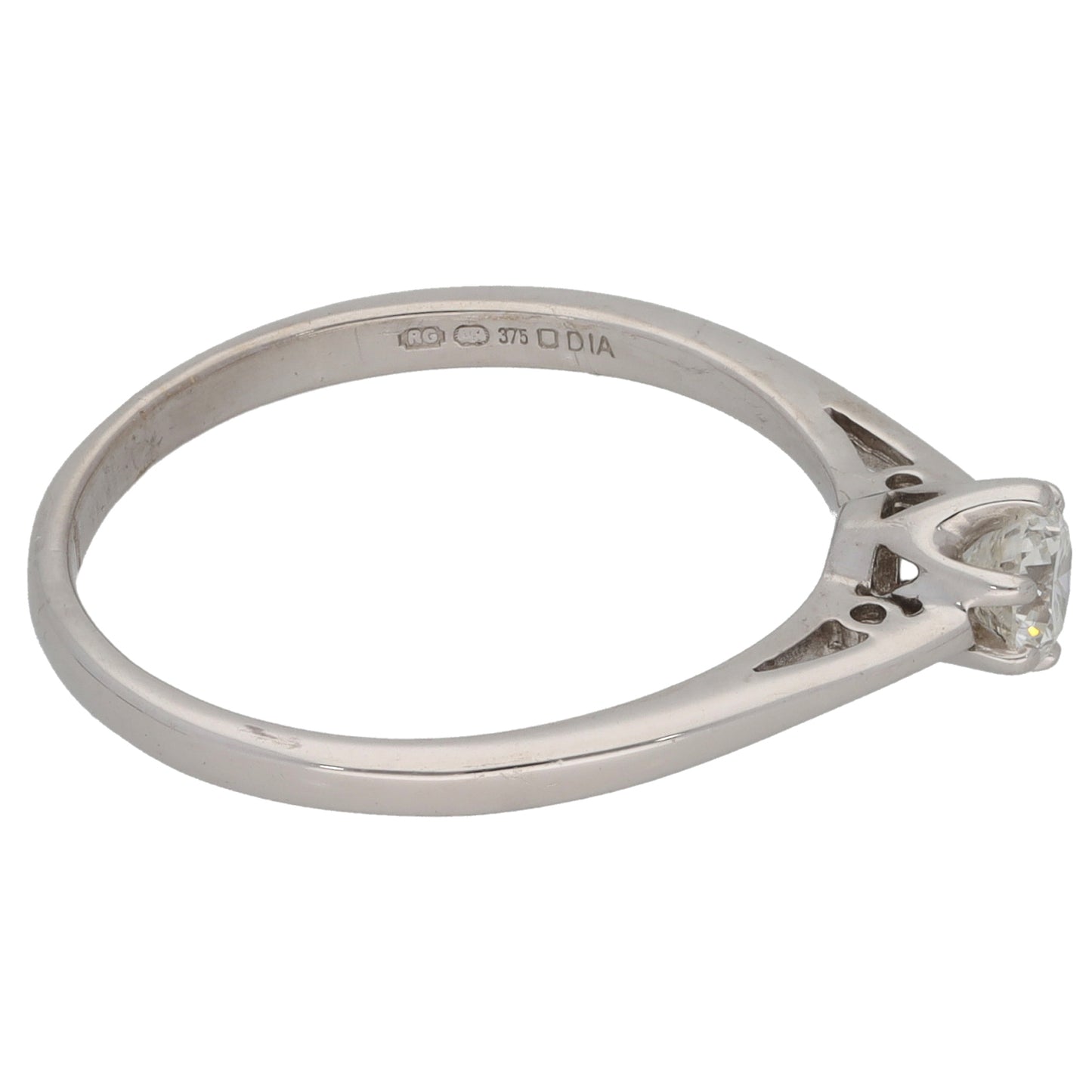 9ct White Gold 0.36ct Diamond Solitaire Ring Size O