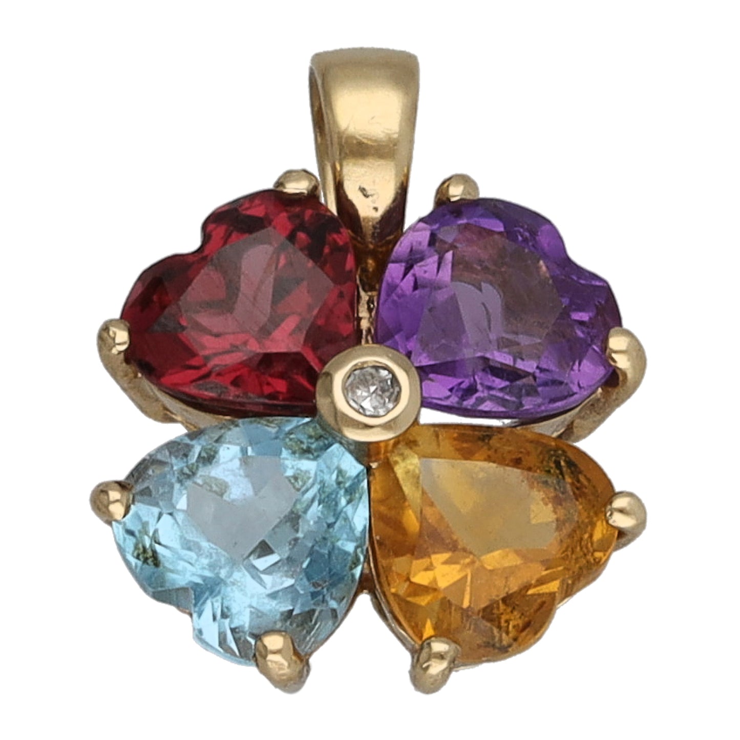 9ct Gold Amethyst, Citrine, Topaz & Garnet Dress/Cocktail Pendant