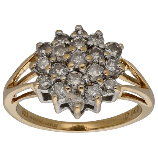 18ct Gold 1.00ct Round Diamond Cluster Ring Size M