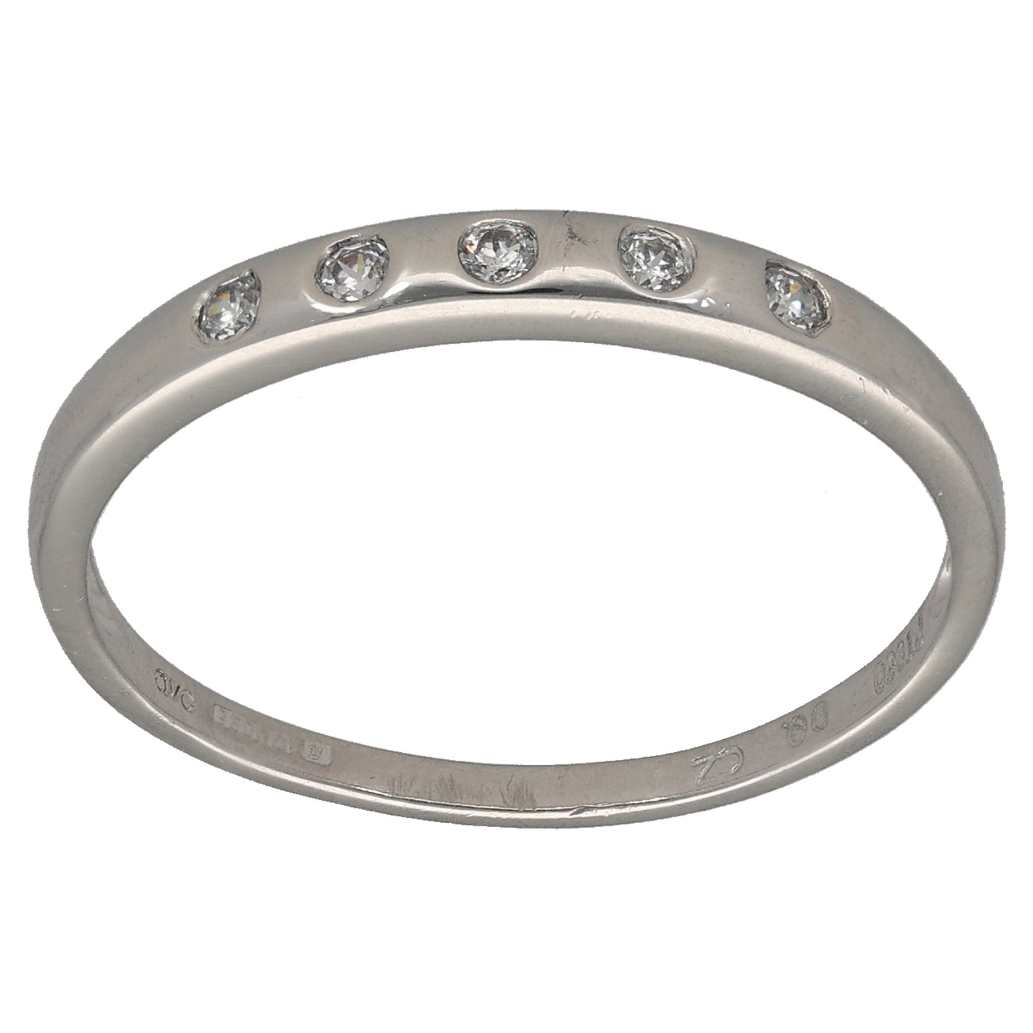 Platinum Cubic Zirconia Half Eternity Ring Size S