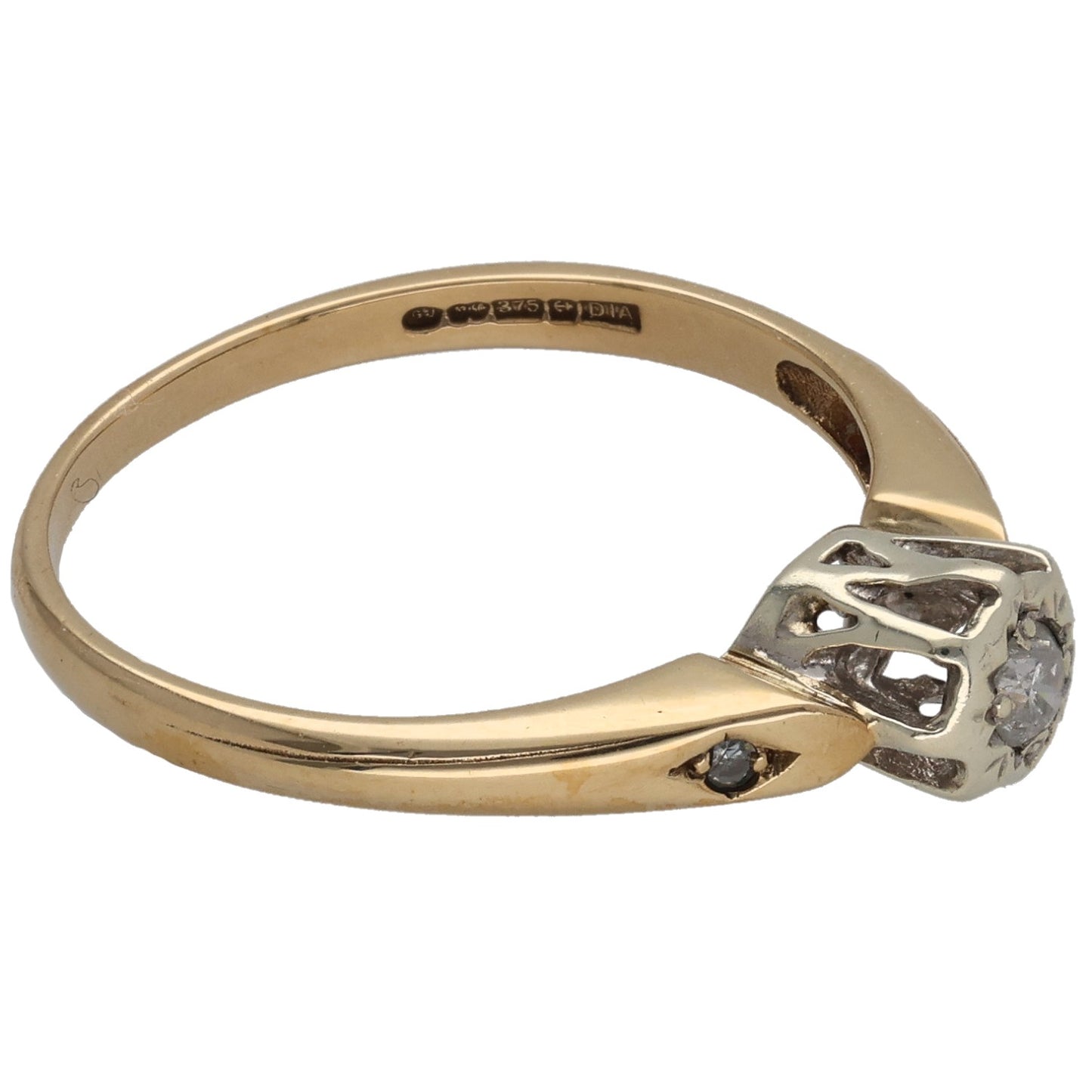 9ct Gold 0.11ct Diamond Trilogy Ring Size P