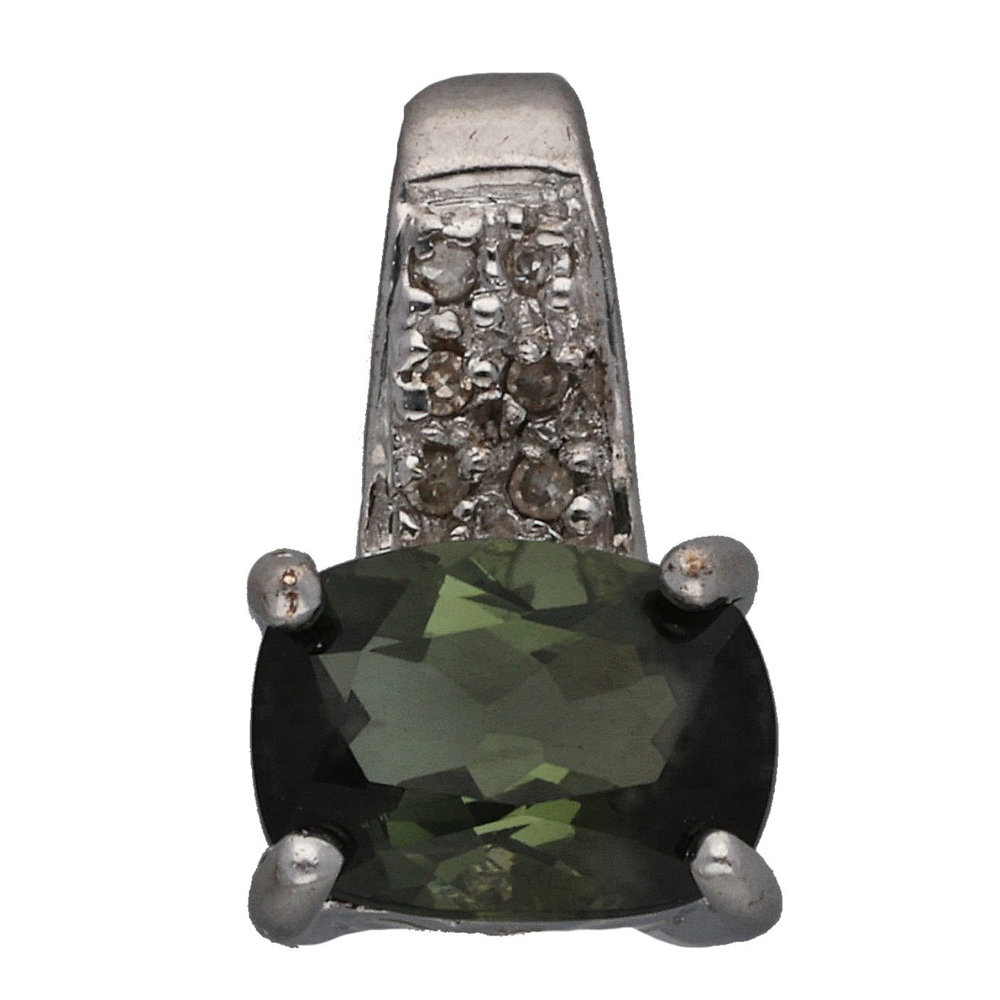 9ct White Gold Tourmaline & 0.03ct Diamond Dress/Cocktail Pendant