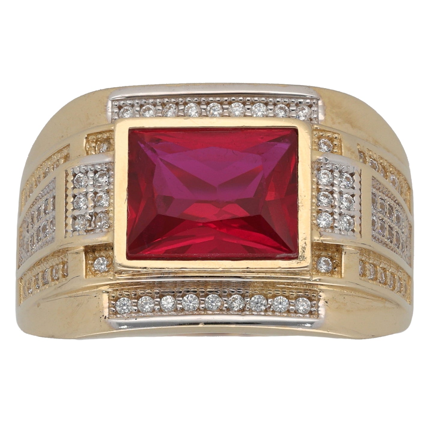 14ct Gold Imitation Gem Patterned Signet Ring Size U