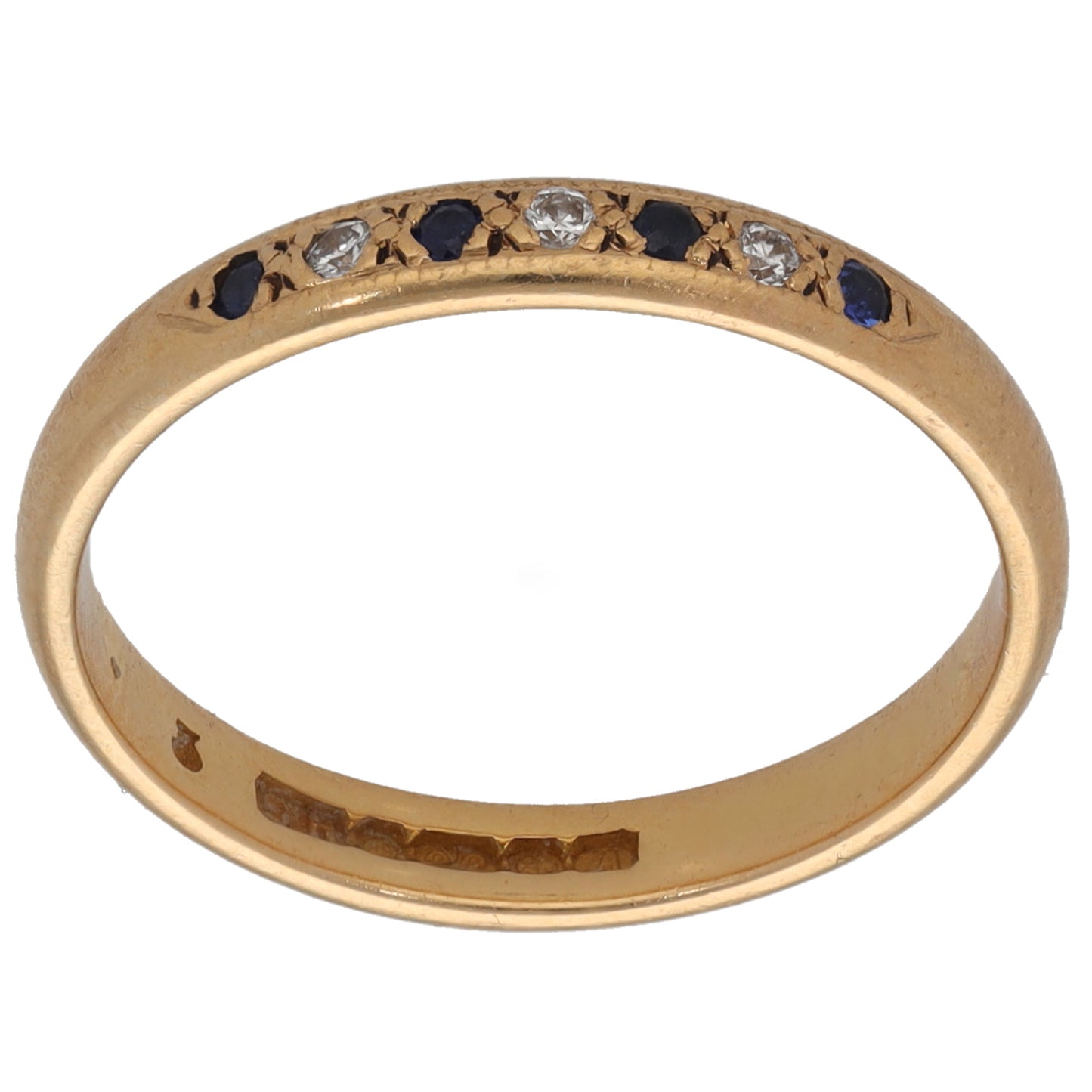 22ct Gold Sapphire & 0.03ct Diamond Half Eternity Ring Size M