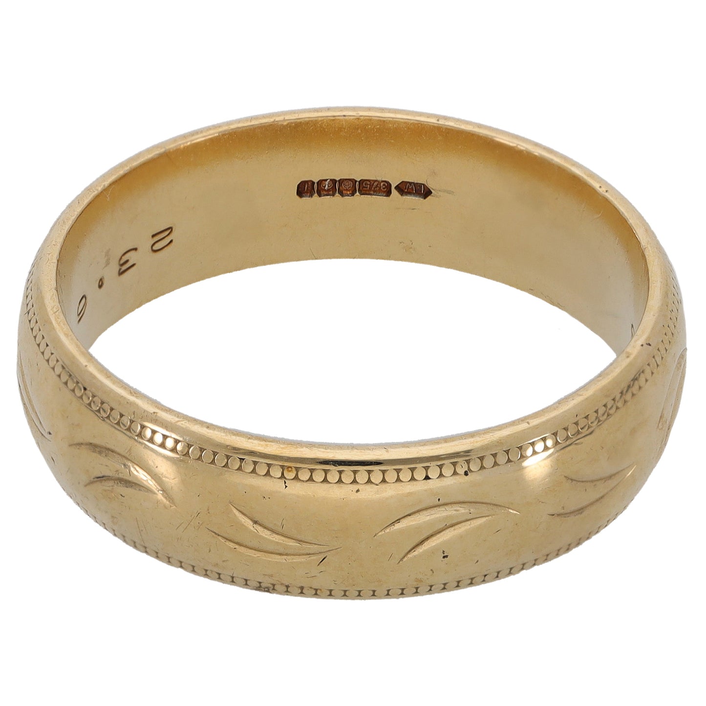 9ct Gold Patterned Wedding Ring Size U