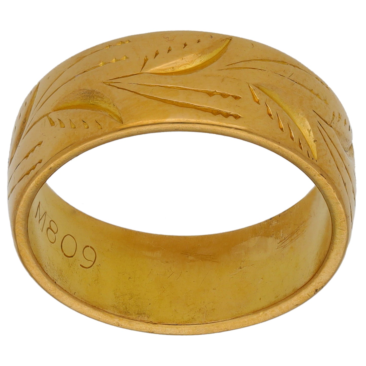 22ct Gold Patterned Wedding Ring Size N