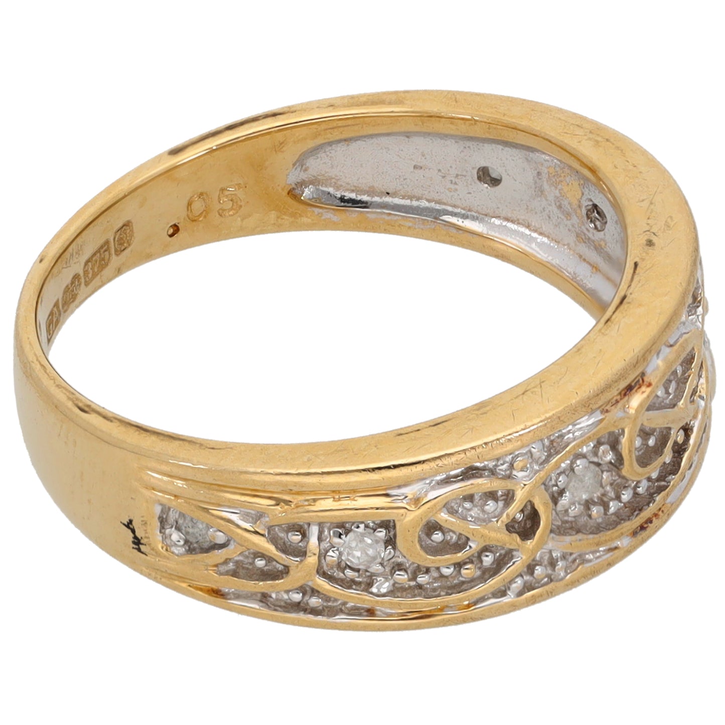 9ct Bicolour Gold 0.05ct Diamond Cluster Ring Size M