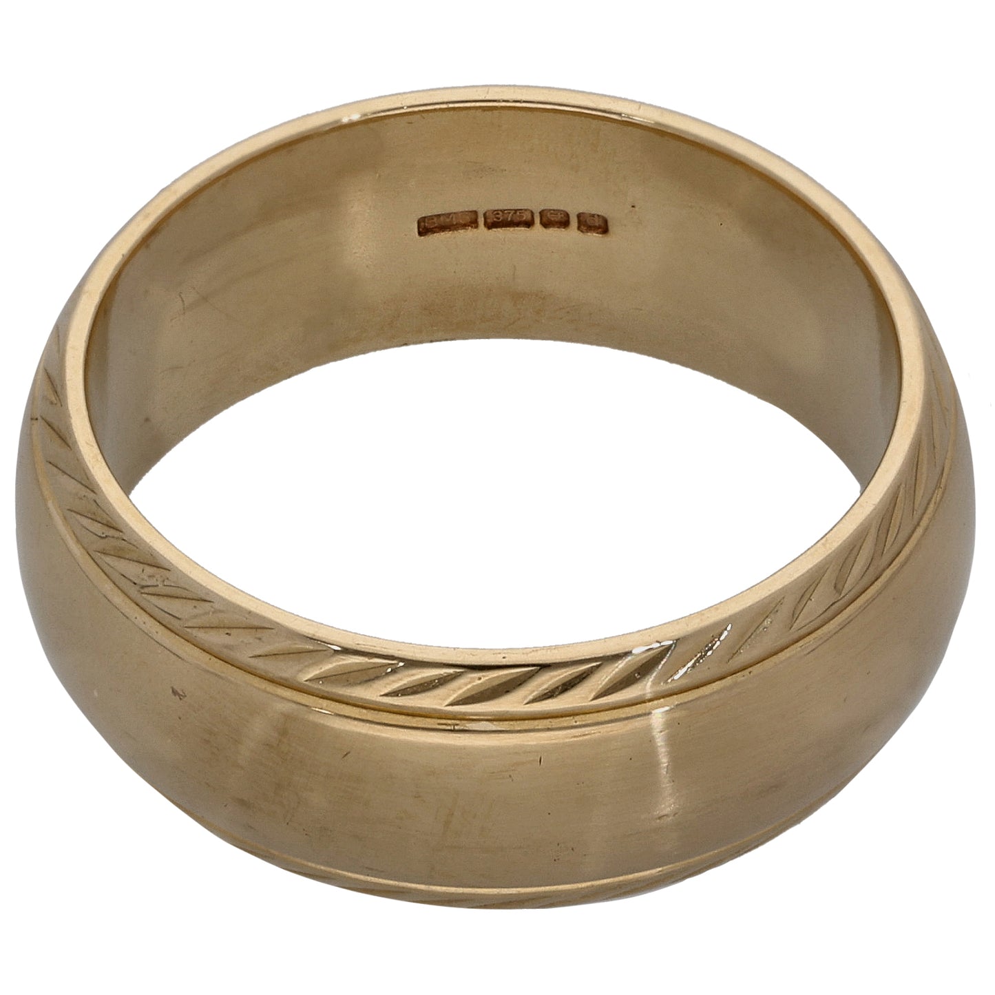 9ct Gold Patterned Wedding Ring Size S