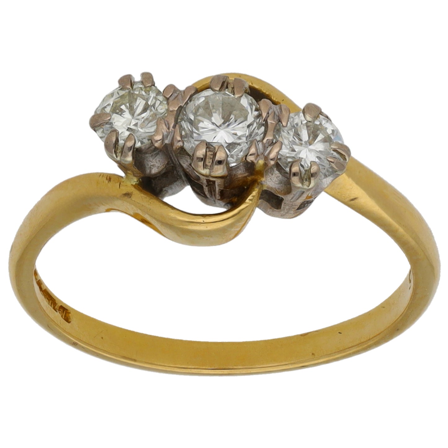 18ct Gold 0.35ct Diamond Trilogy Ring Size L
