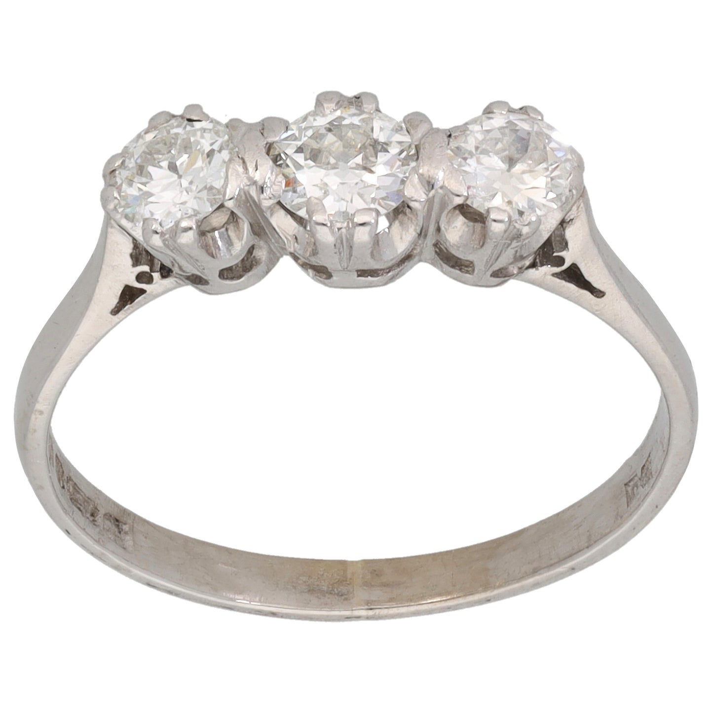 18ct White Gold 0.65ct Diamond Trilogy Ring Size Q