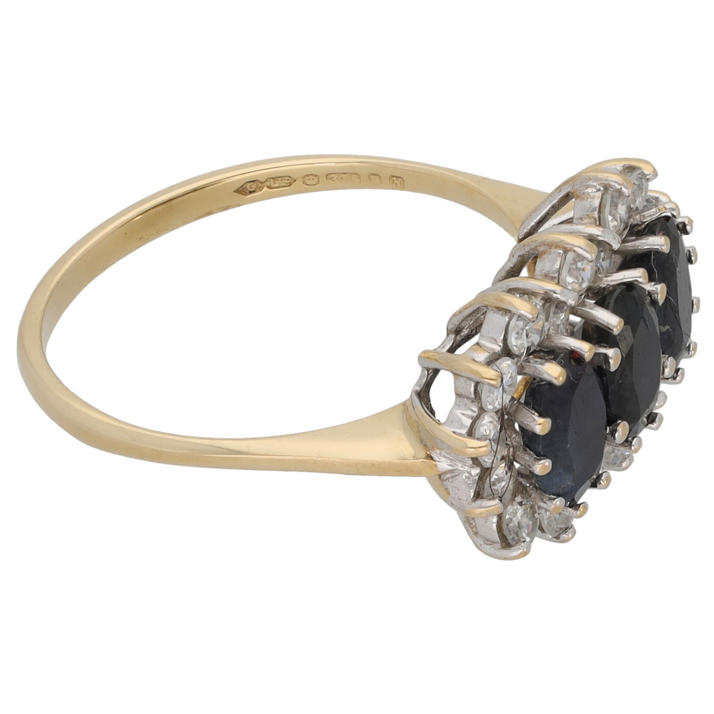 9ct Gold Sapphire & Cubic Zirconia Dress/Cocktail Ring Size P