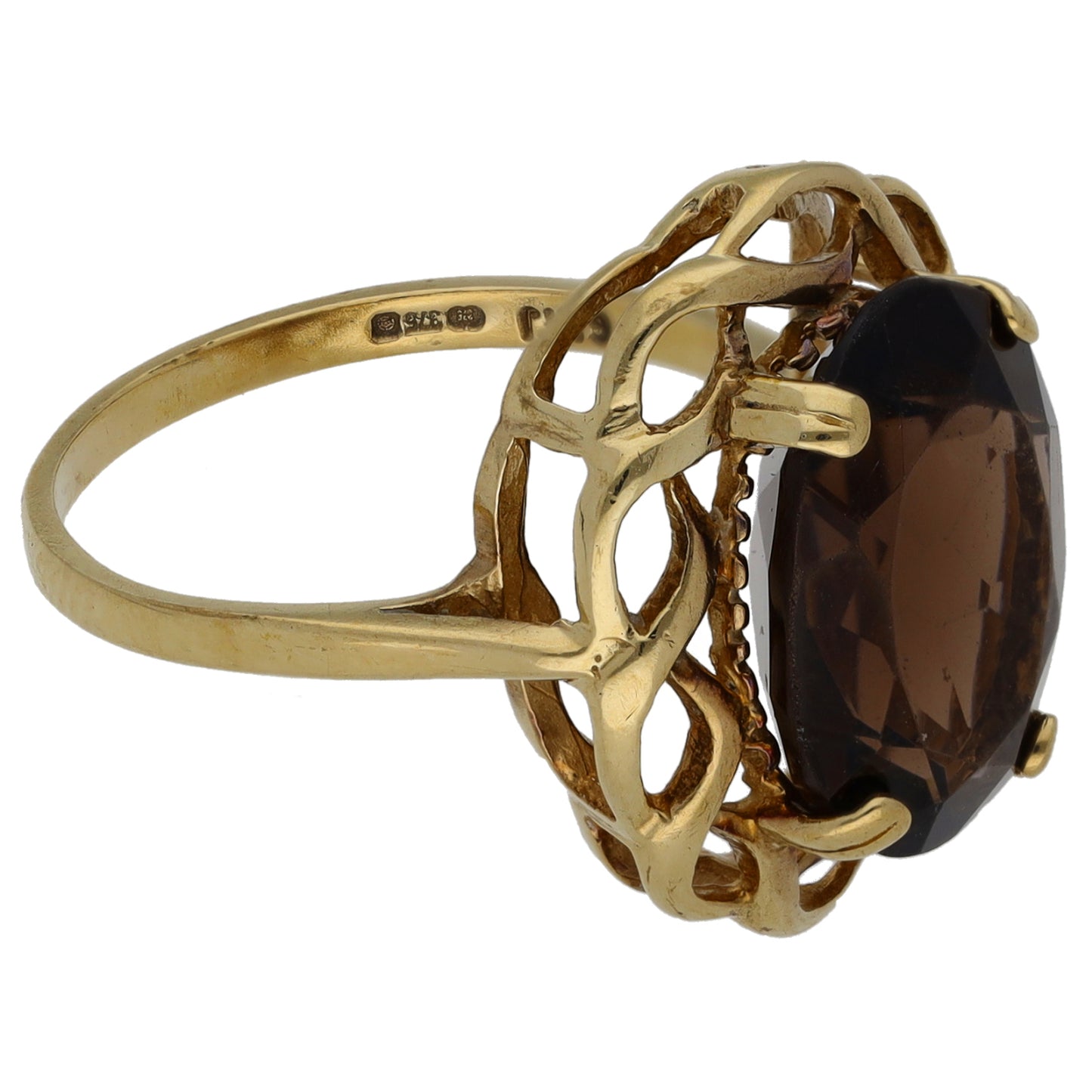 9ct Gold Smoky Quartz Single Stone Ring Size N