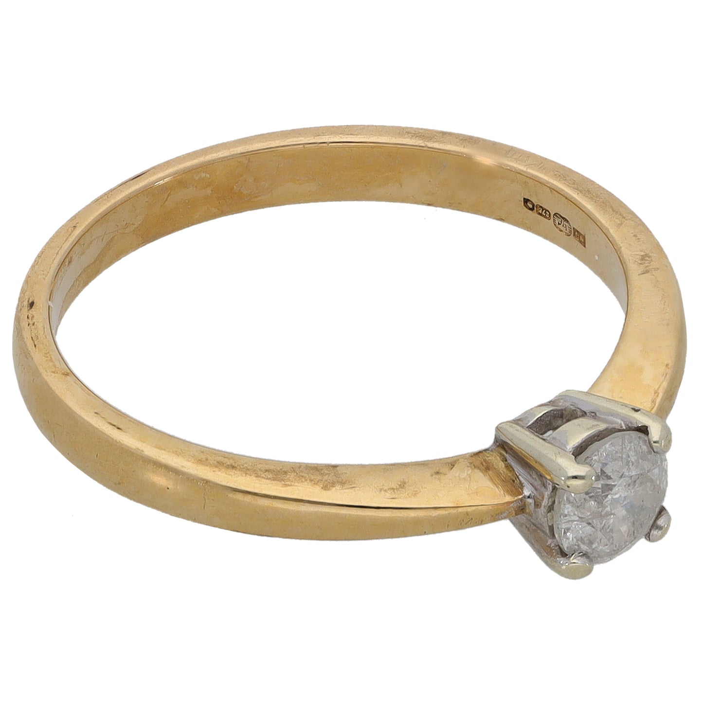 9ct Gold 0.33ct Diamond Solitaire Ring Size M