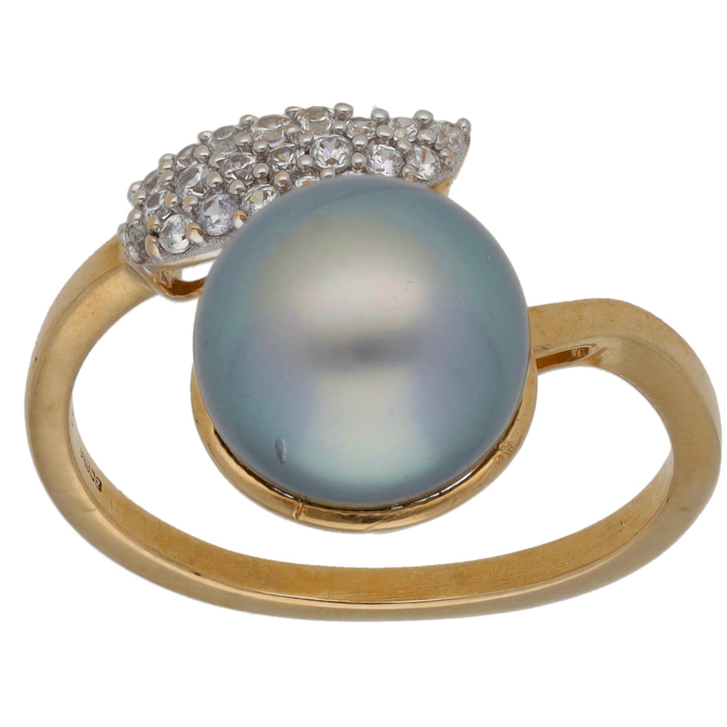 9ct Gold Cultured Pearl & Imitation Gems Dress/Cocktail Ring Size N