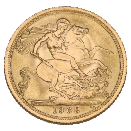 22ct Gold Queen Elizabeth II Full Sovereign Coin 1963