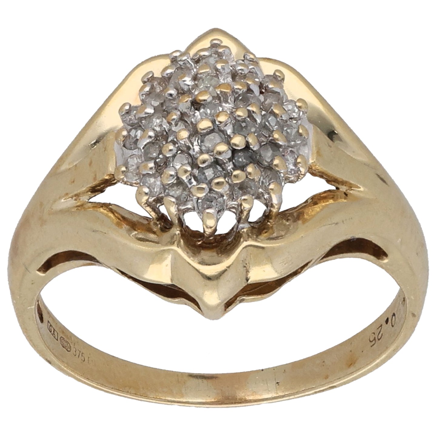 9ct Gold 0.25ct Diamond Cluster Ring Size M