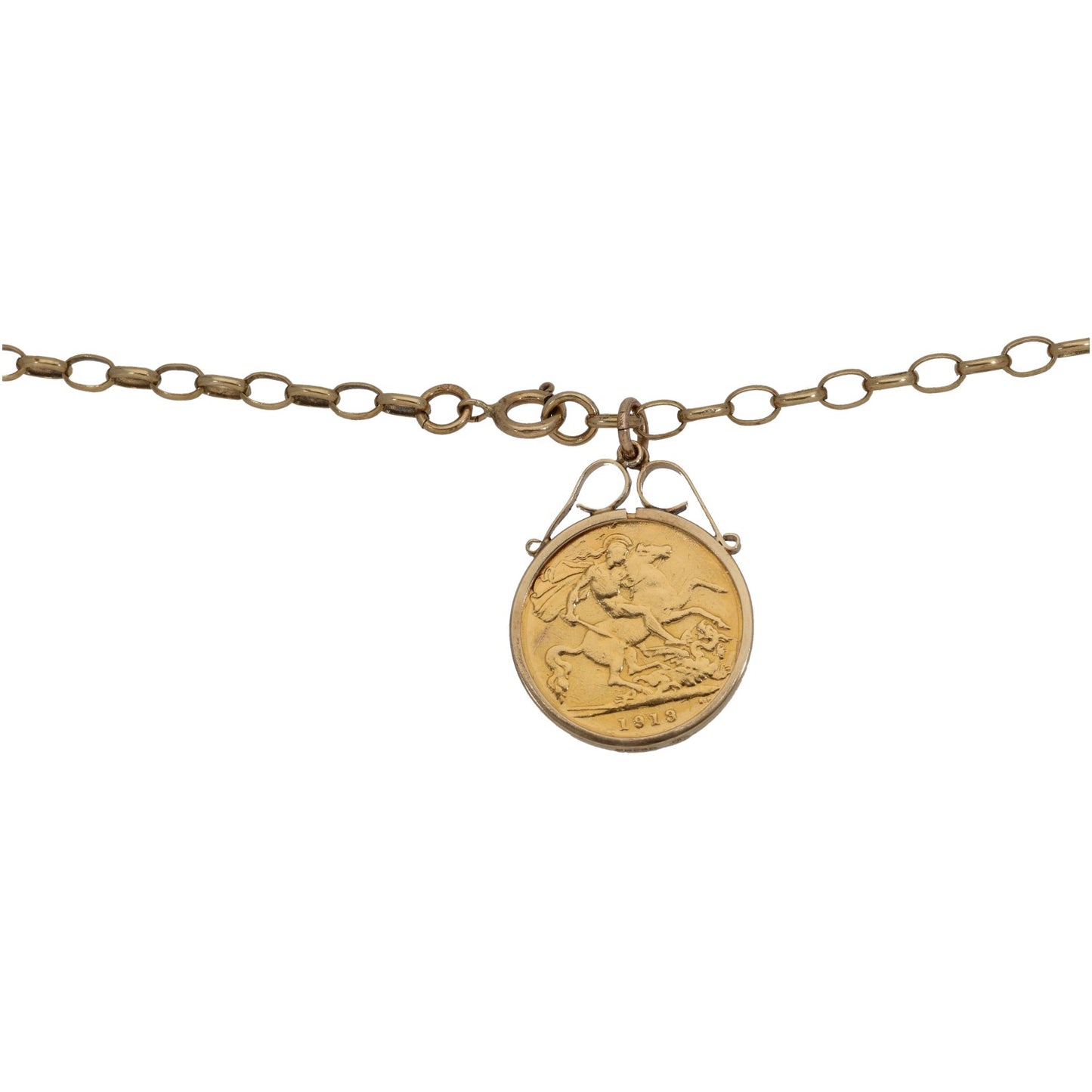 9ct Gold Half Sovereign Coin Pendant With Chain