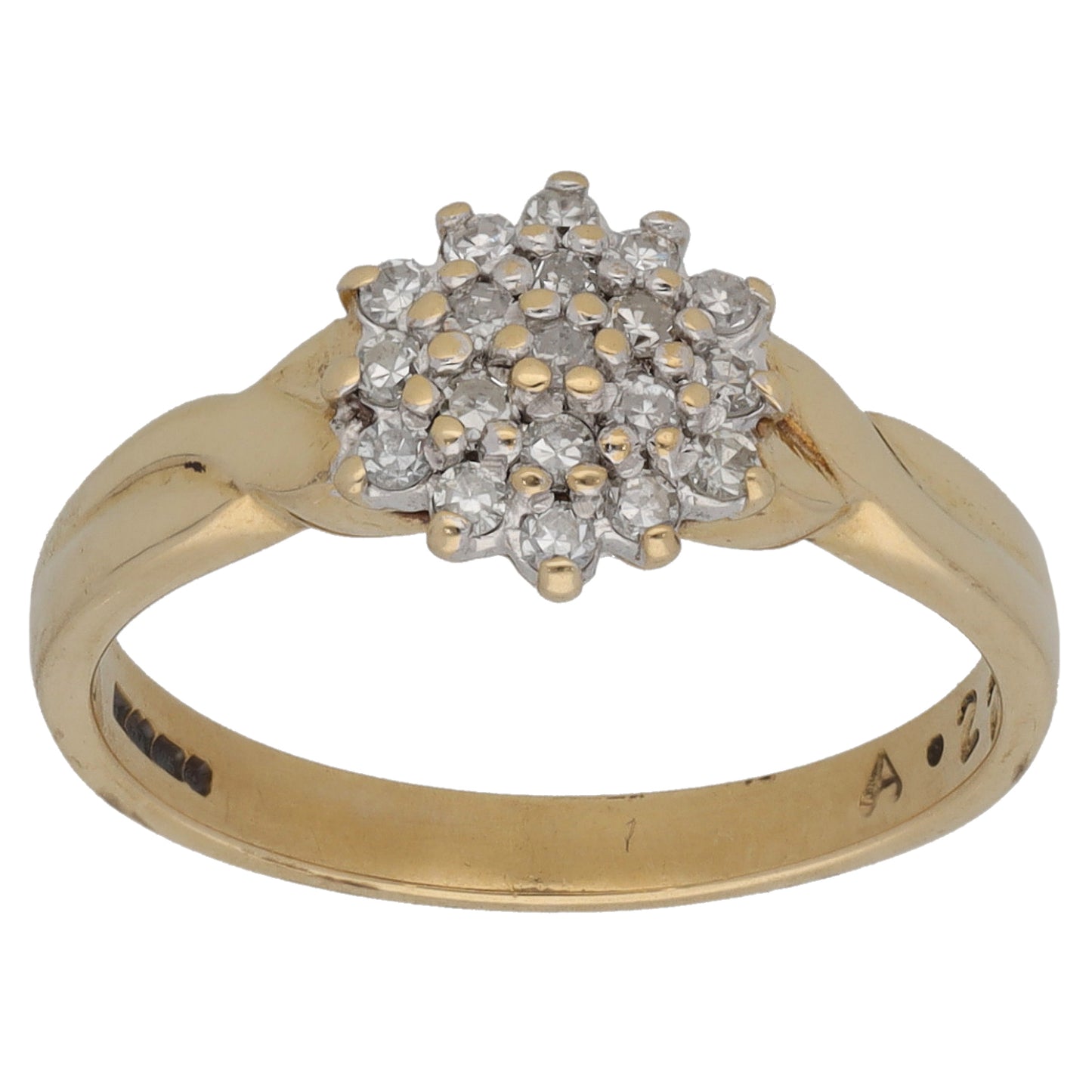 9ct Gold 0.22ct Diamond Cluster Ring Size M