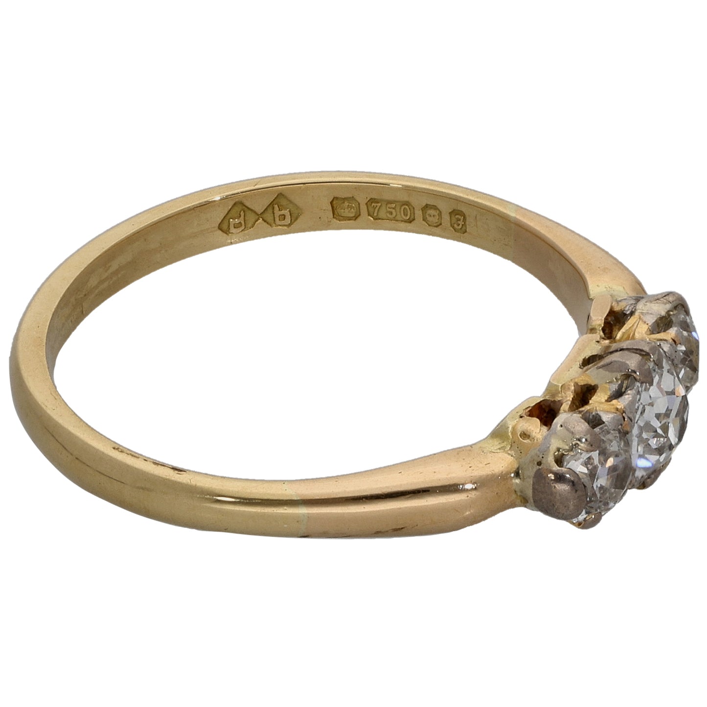 18ct Gold 0.50ct Diamond Trilogy Ring Size O