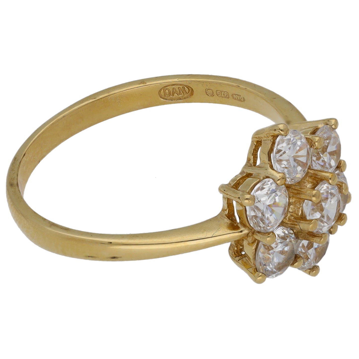 9ct Gold Cubic Zirconia Cluster Ring Size P