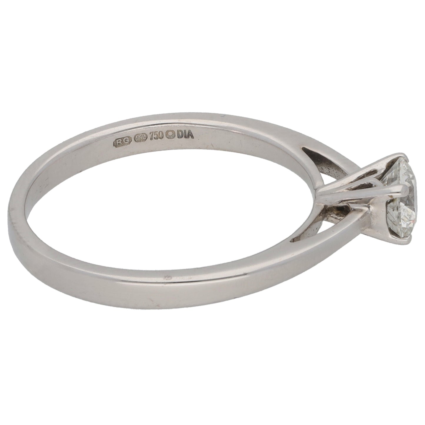 18ct White Gold 0.45ct Diamond Solitaire Ring Size M