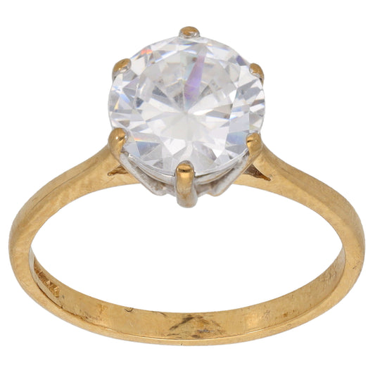 9ct Gold Cubic Zirconia Single Stone Ring Size K