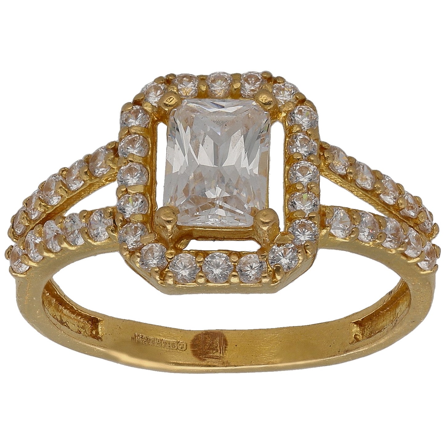 22ct Gold Cubic Zirconia Dress/Cocktail Ring Size Q