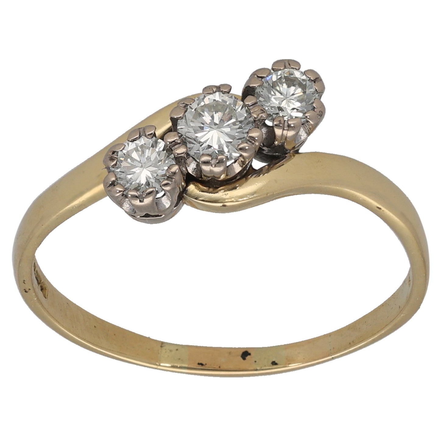 18ct Gold 0.50ct Diamond Trilogy Ring Size T