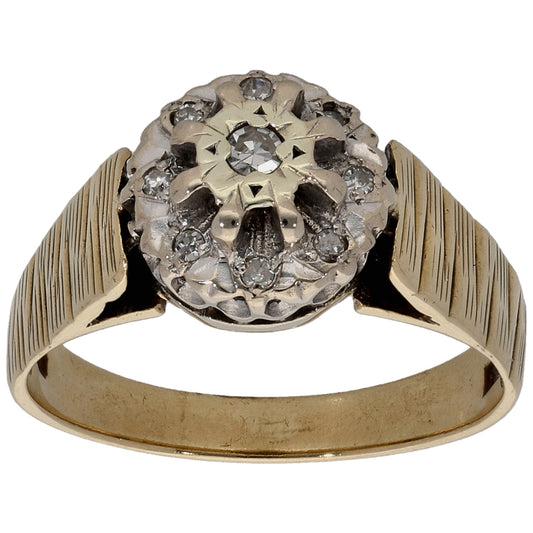 9ct Gold 0.07ct Diamond Cluster Ring Size K
