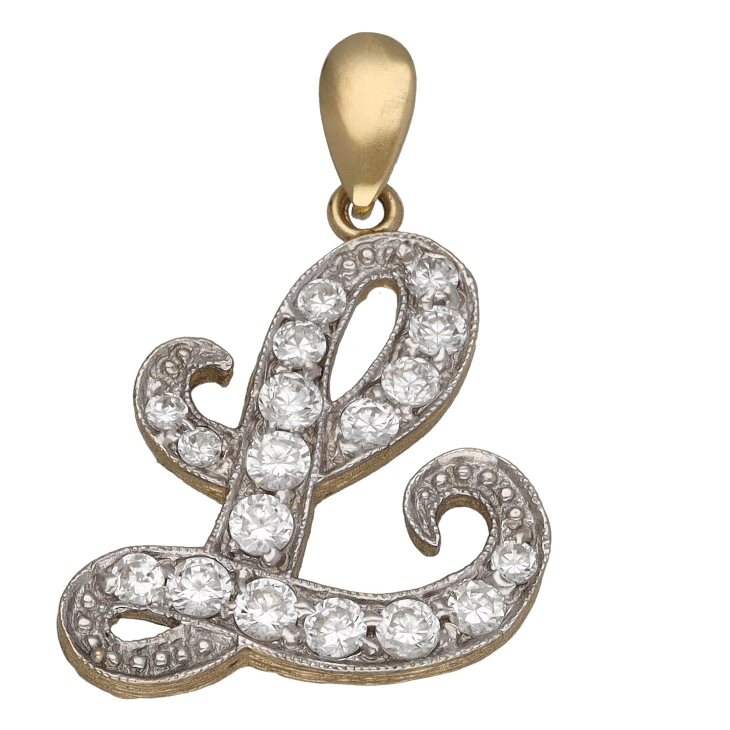 9ct Gold Cubic Zirconia Initial 'L' Pendant