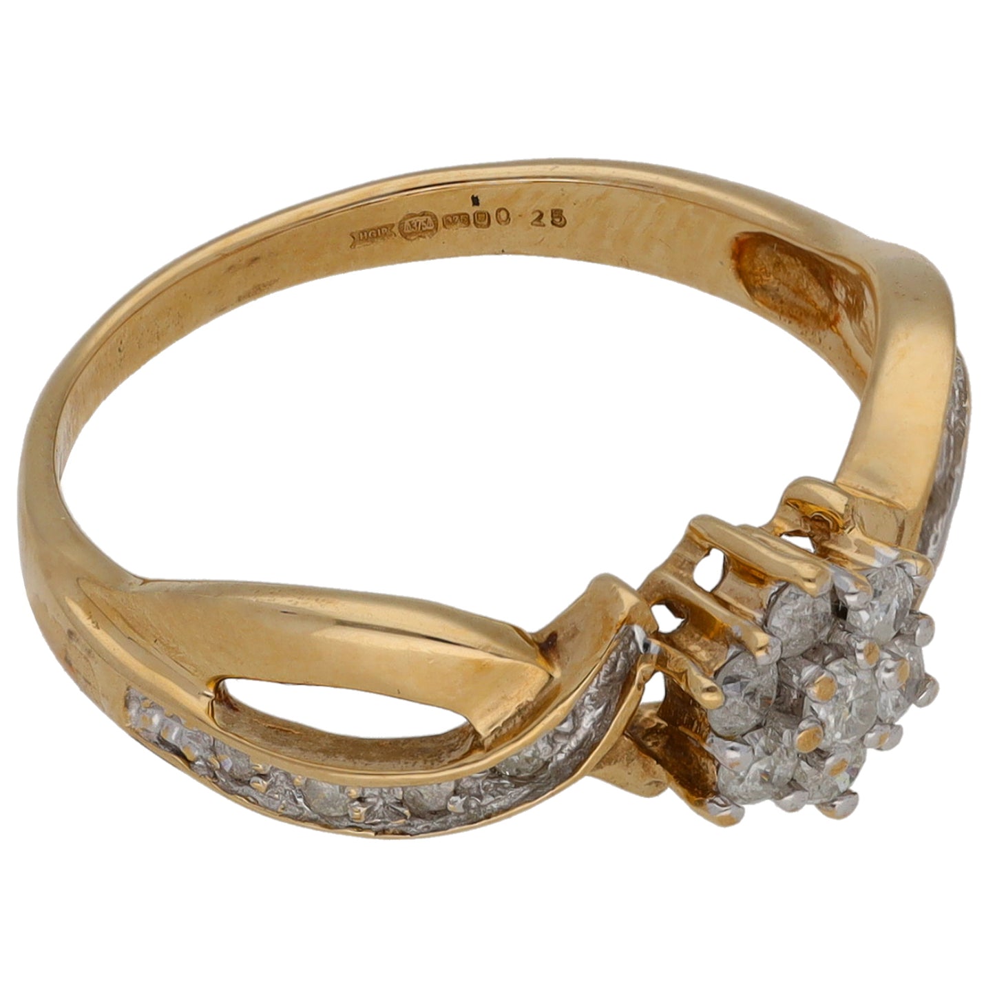 9ct Gold 0.25ct Diamond Cluster Ring Size N