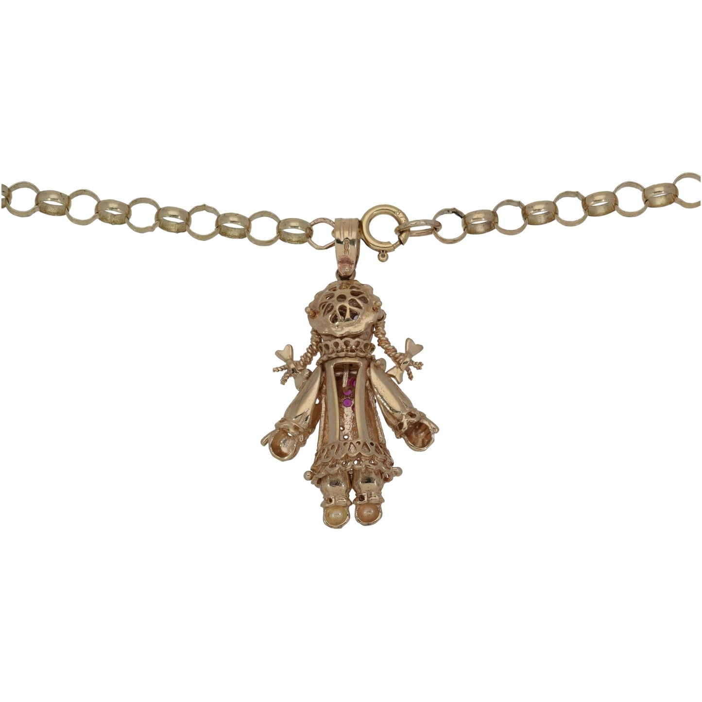 9ct Gold Imitation Gems Dolly Pendant With Chain