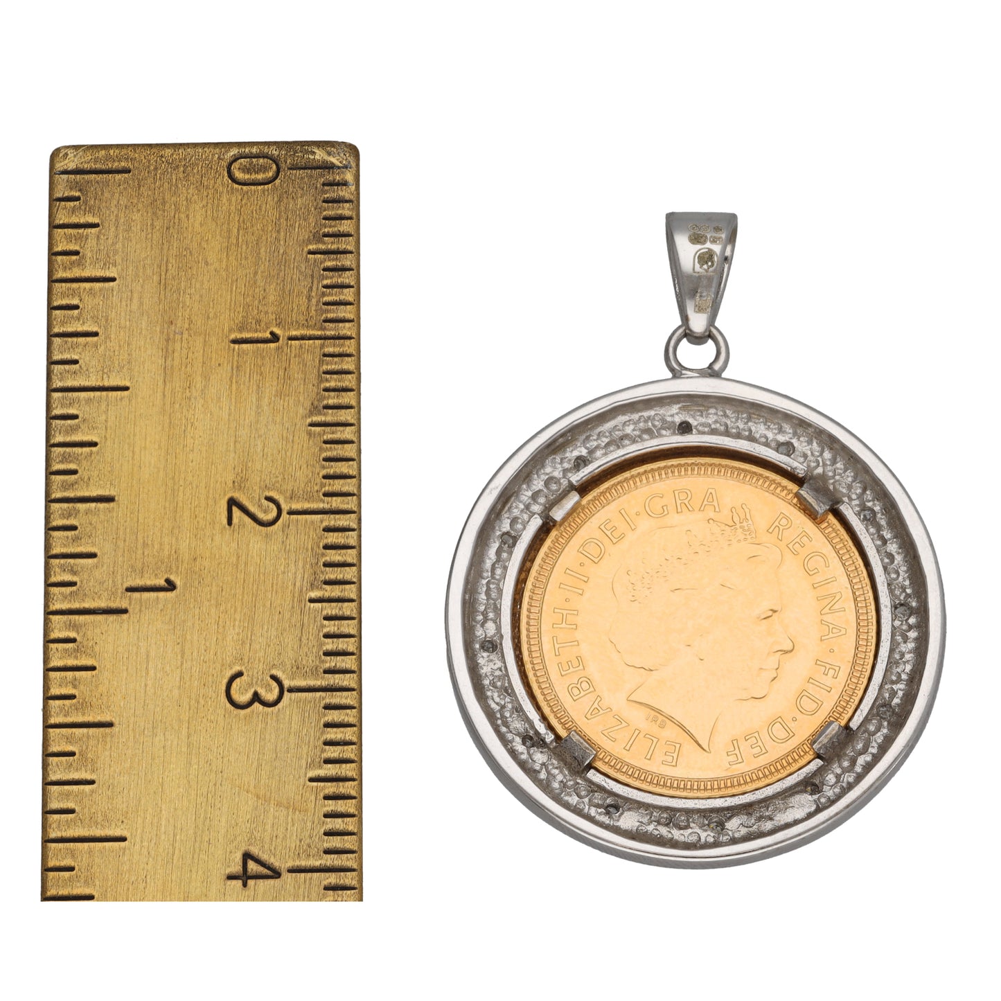 9ct White Gold 0.06ct Diamond Coin Pendant