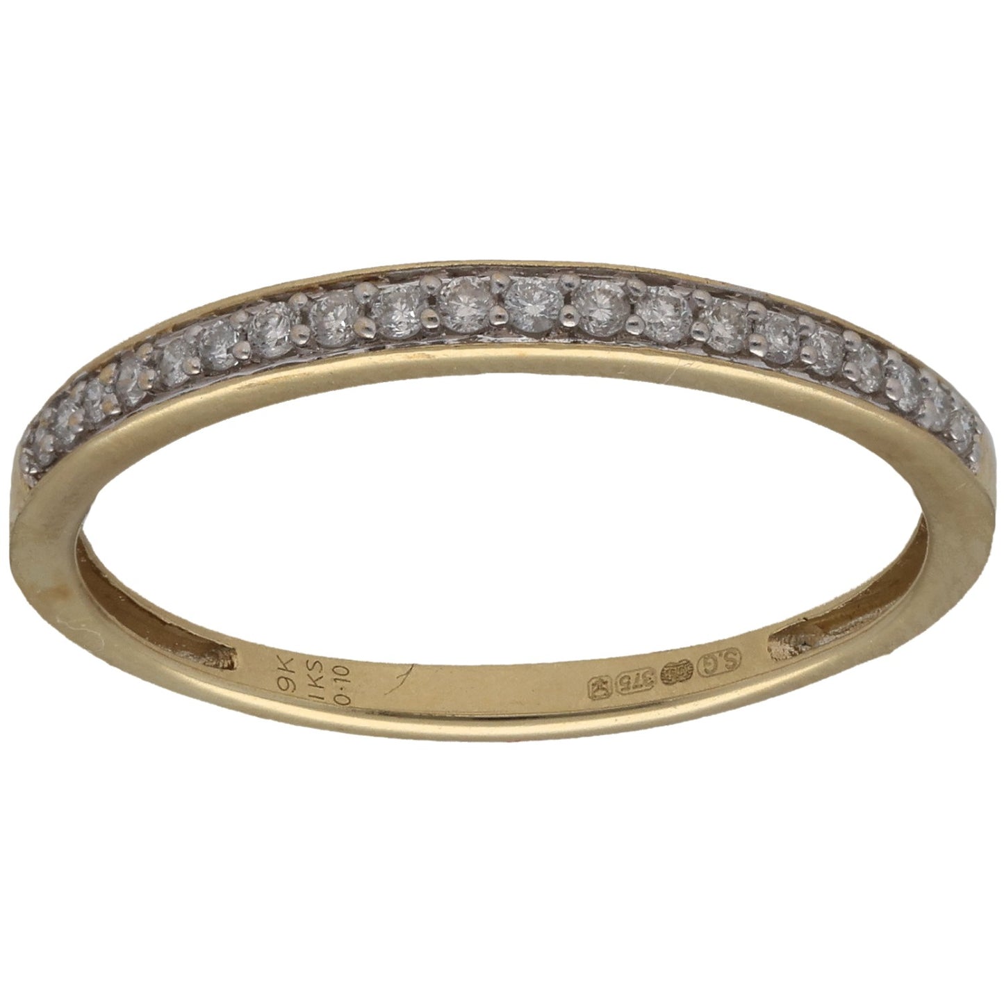 9ct Gold 0.10ct Diamond Half Eternity Ring Size O