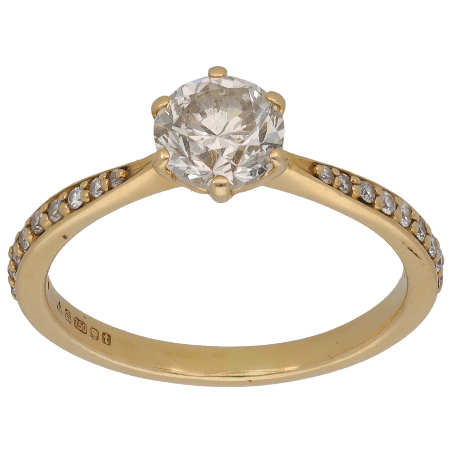 18ct Gold 1.03ct Diamond Solitaire Ring With Accent Stones Size O