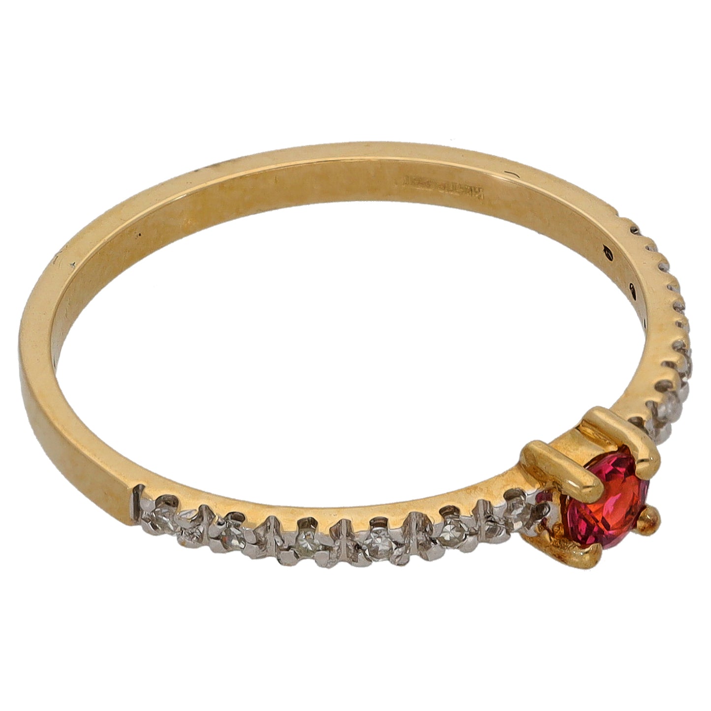 14ct Gold Tourmaline & 0.06ct Diamond Single Stone Ring With Accents Size N