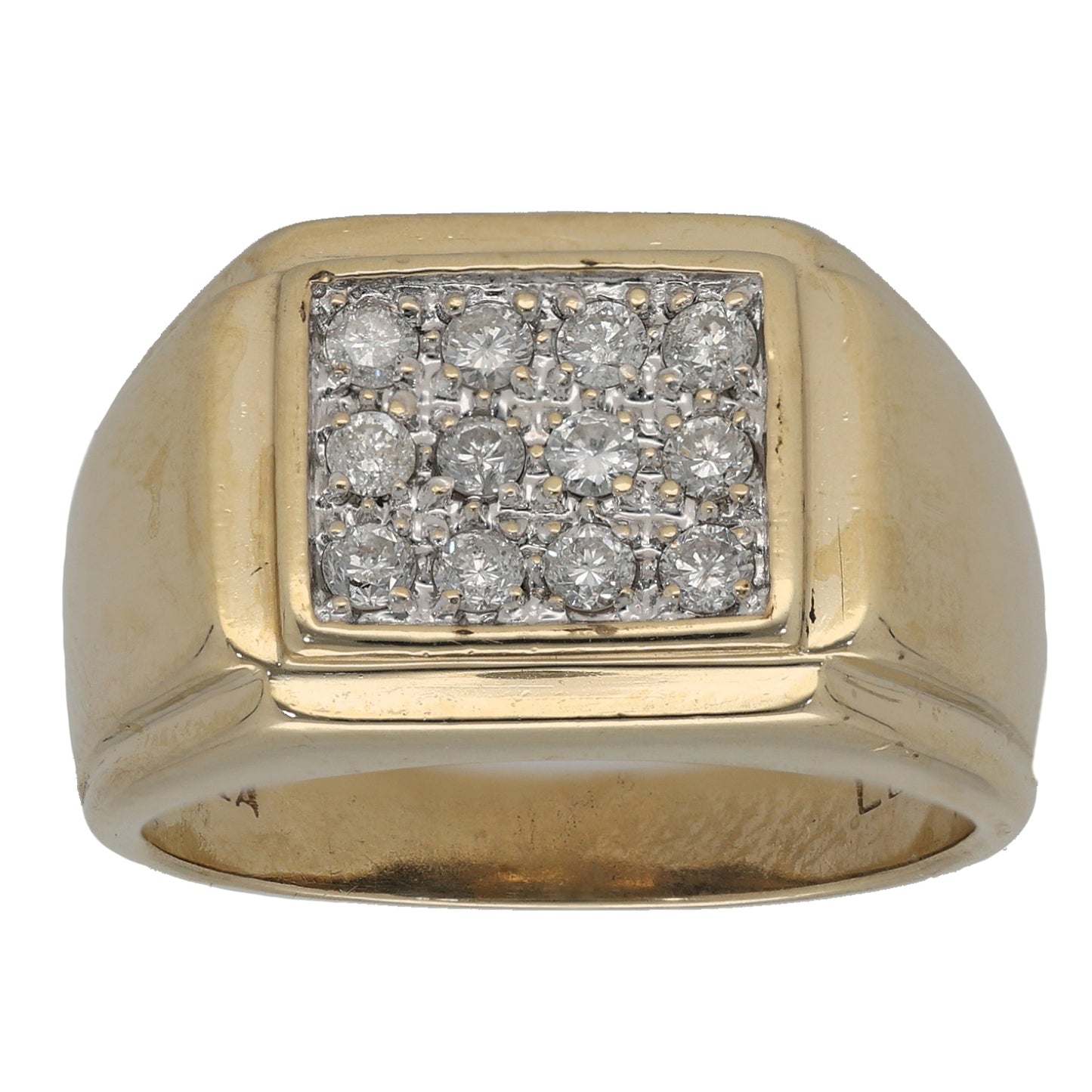 9ct Gold 0.50ct Diamond Patterned Signet Ring Size T