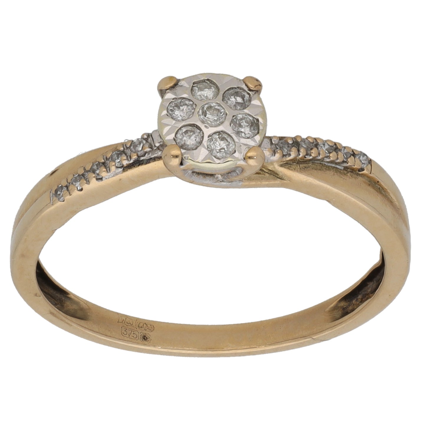 9ct Gold 0.109ct Diamond Cluster Ring Size M