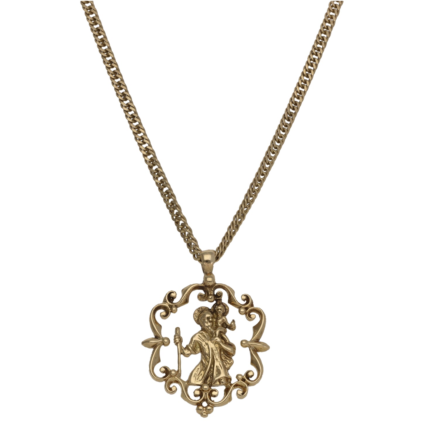 9ct Gold St Christopher Pendant With Chain