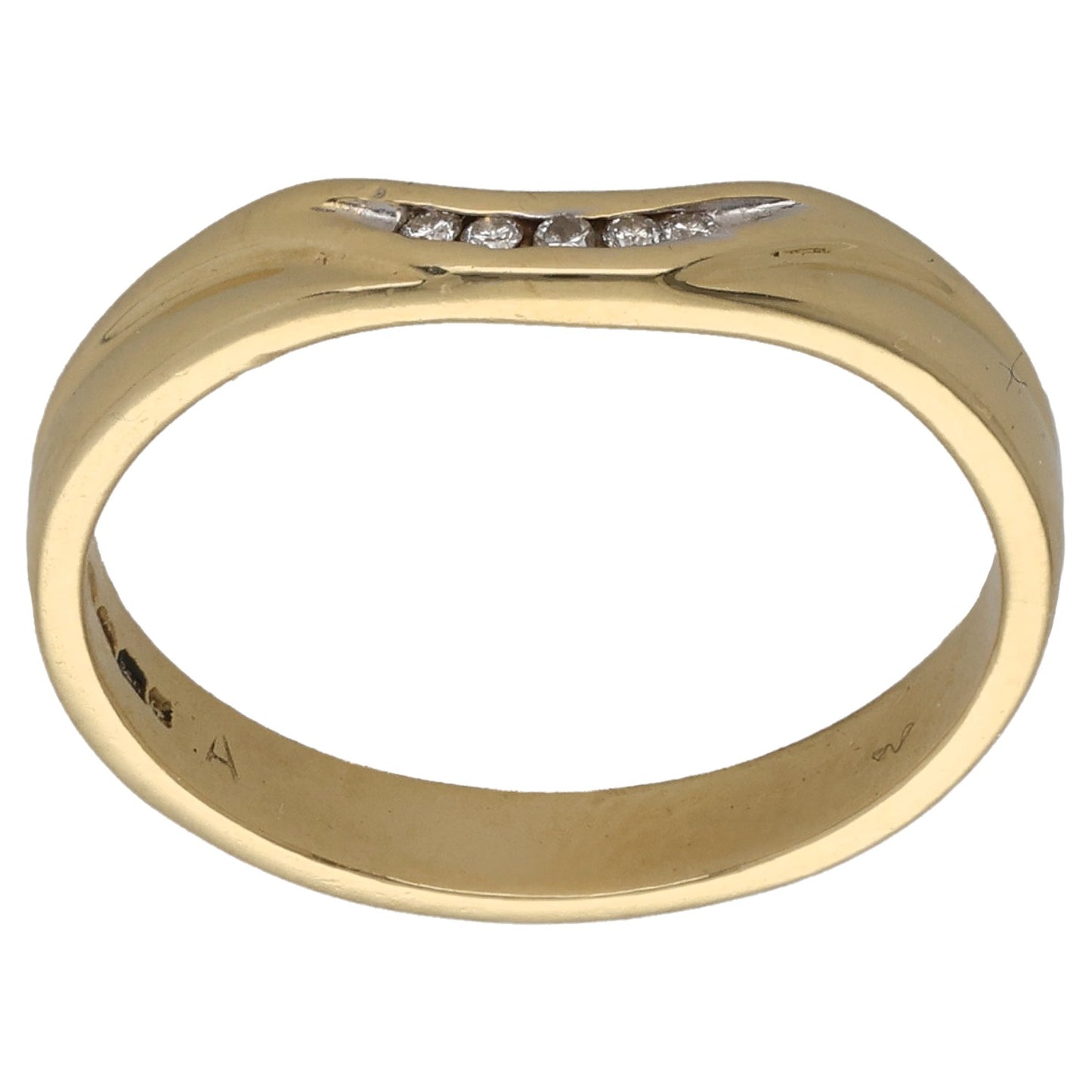 18ct Gold 0.025ct Diamond Patterned Wedding Ring Size M