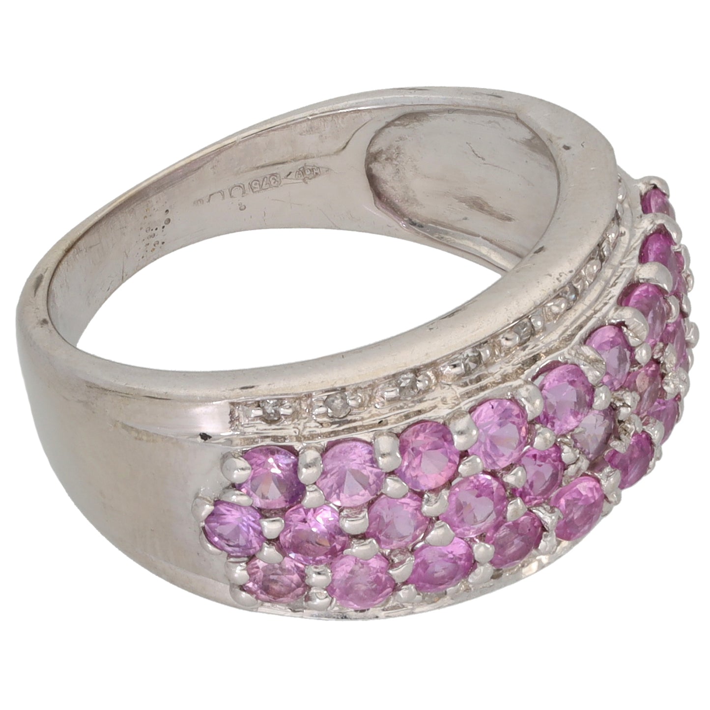 9ct White Gold Sapphire & 0.09ct Diamond Dress/Cocktail Ring Size K