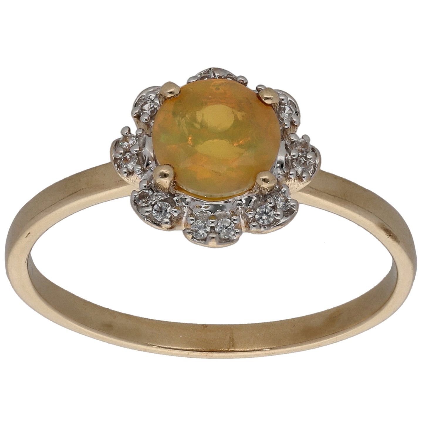 9ct Gold Opal & Imitation Gems Dress/Cocktail Ring Size S