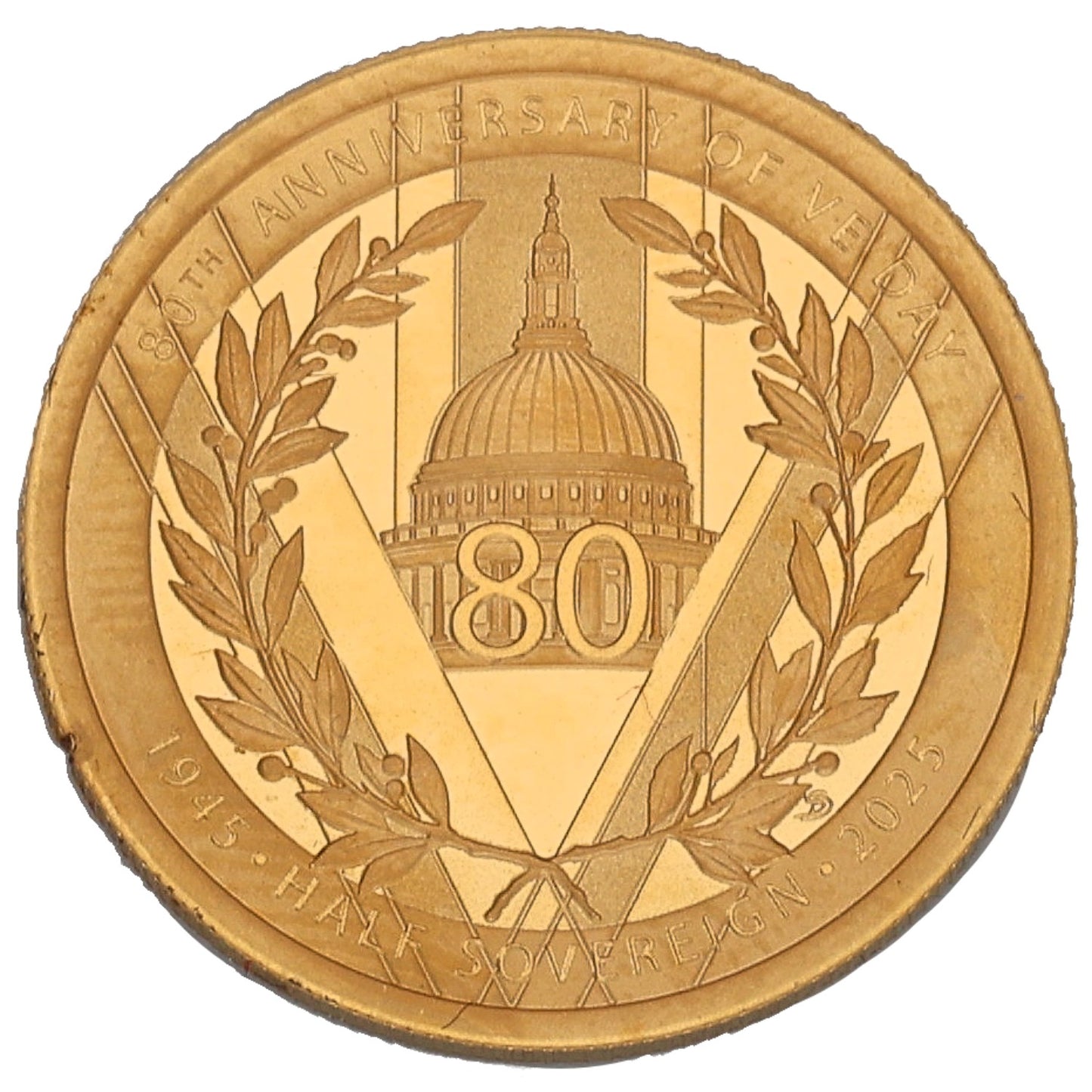 22ct Gold 80th Anniversary Of VE Day Half Sovereign Coin 2025