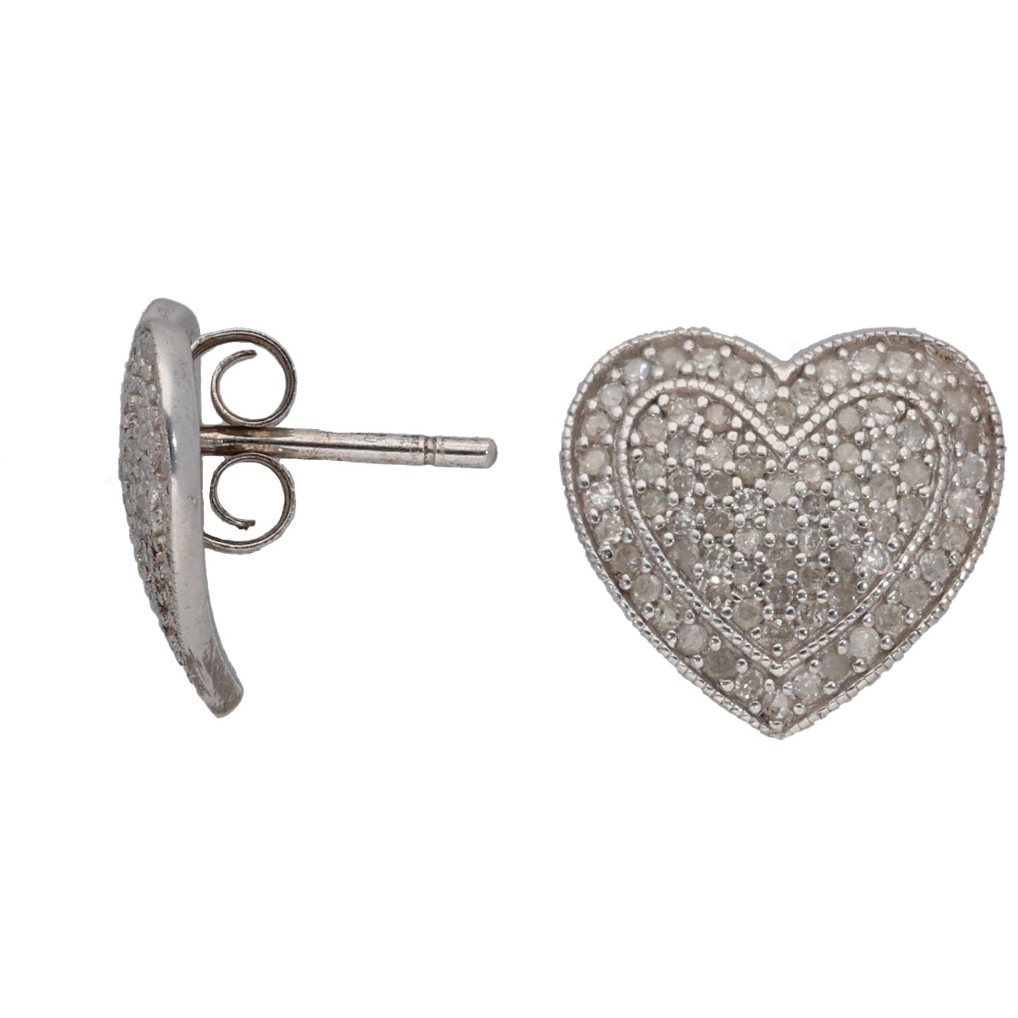 Sterling Silver 0.78ct Diamond Dress/Cocktail Heart Earrings