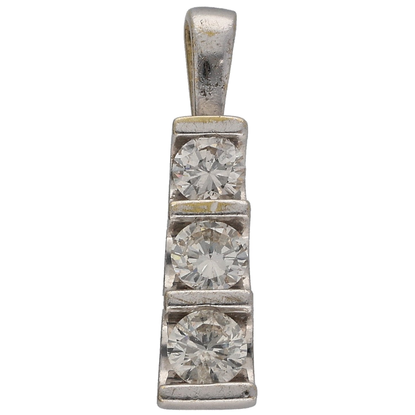 9ct White Gold 0.50ct Diamond Three Stone Pendant